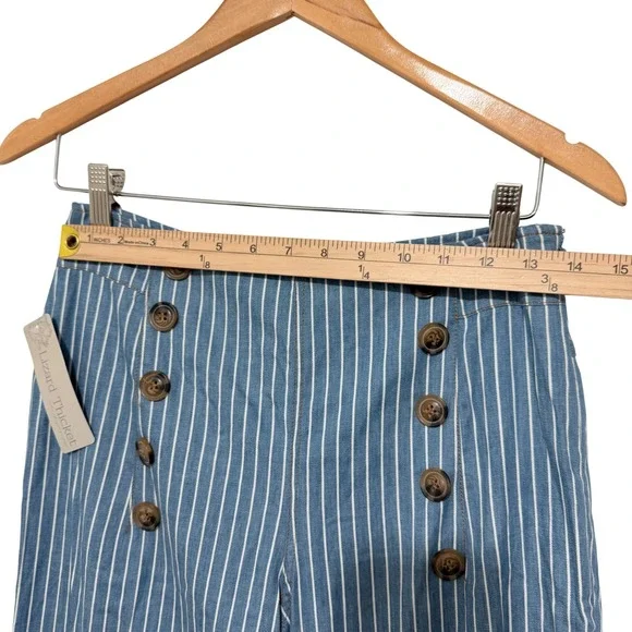 NWT Lightweight Wide Leg Sailor Pants Women's Small Coastal Preppy Nautical - Picture 3 of 10